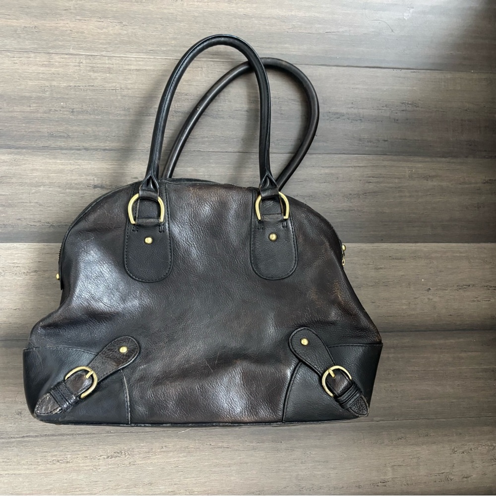 Banana Republic Black Leather Shoulder Work Bag